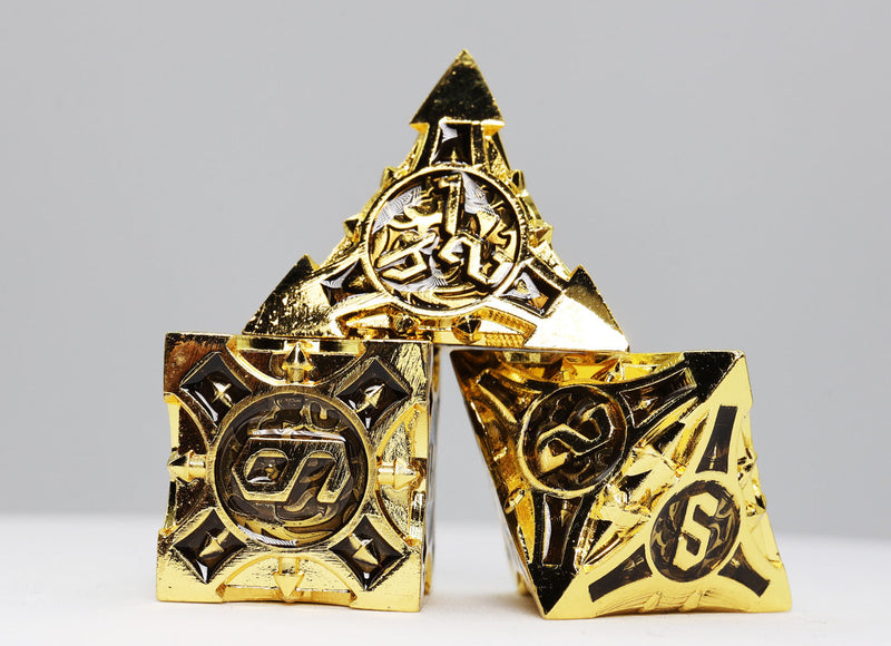 Imperial Gold Arrow RPG Metal Dice Set Metal Dice Foam Brain Games