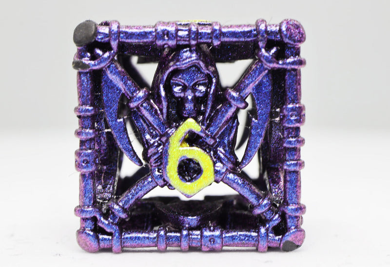 Grim Scythe Purple RPG Metal Dice Set Metal Dice Foam Brain Games