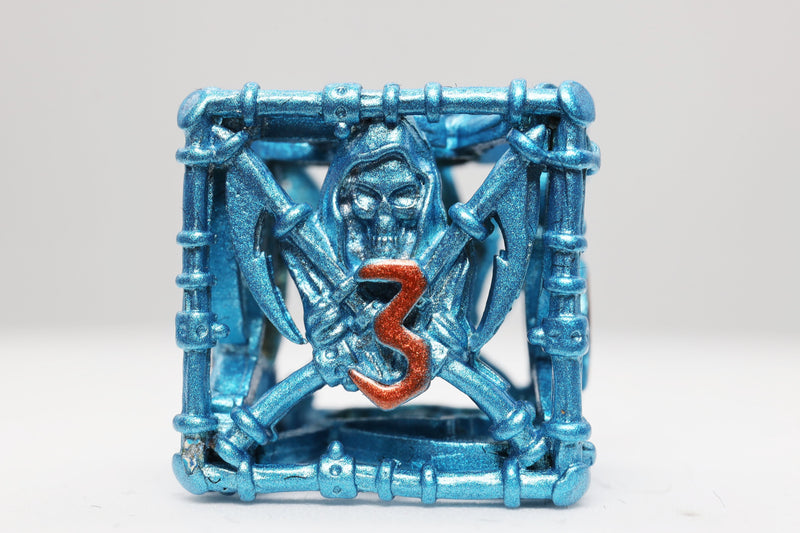Grim Scythe Blue RPG Metal Dice Set Metal Dice Foam Brain Games