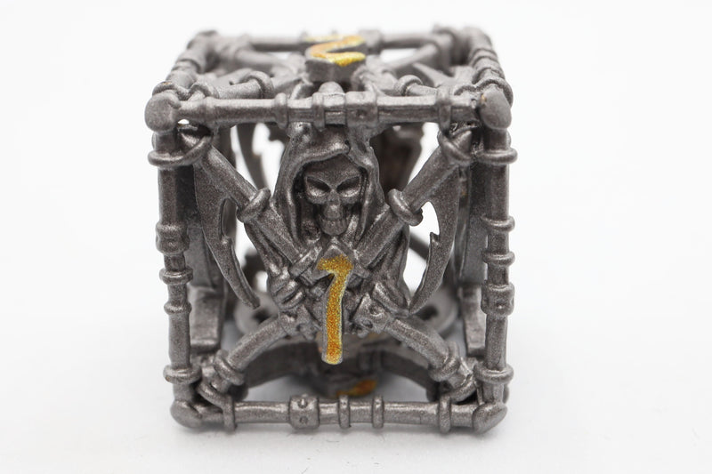 Grim Scythe Grey RPG Metal Dice Set Metal Dice Foam Brain Games