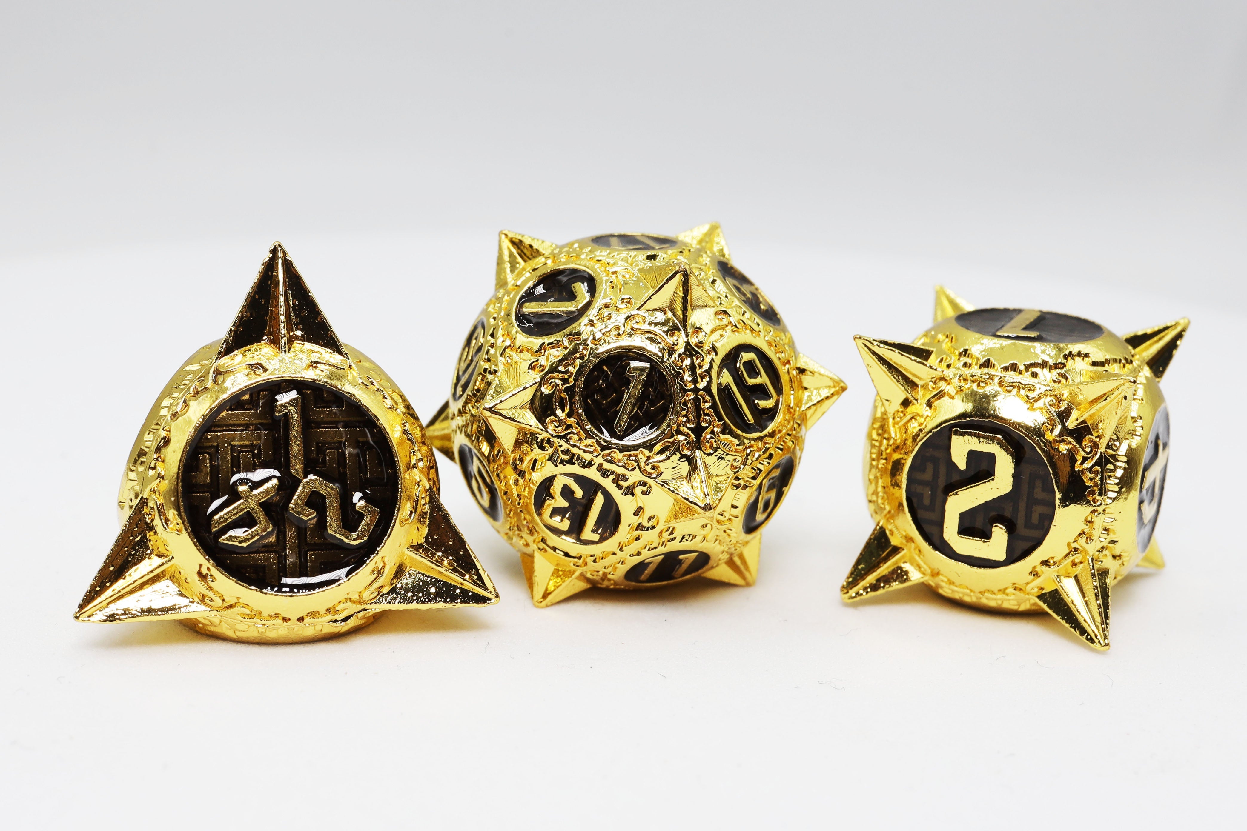 Meteor Storm: Galactic Gold RPG Metal Dice Set Metal Dice Foam Brain Games | D20 Games