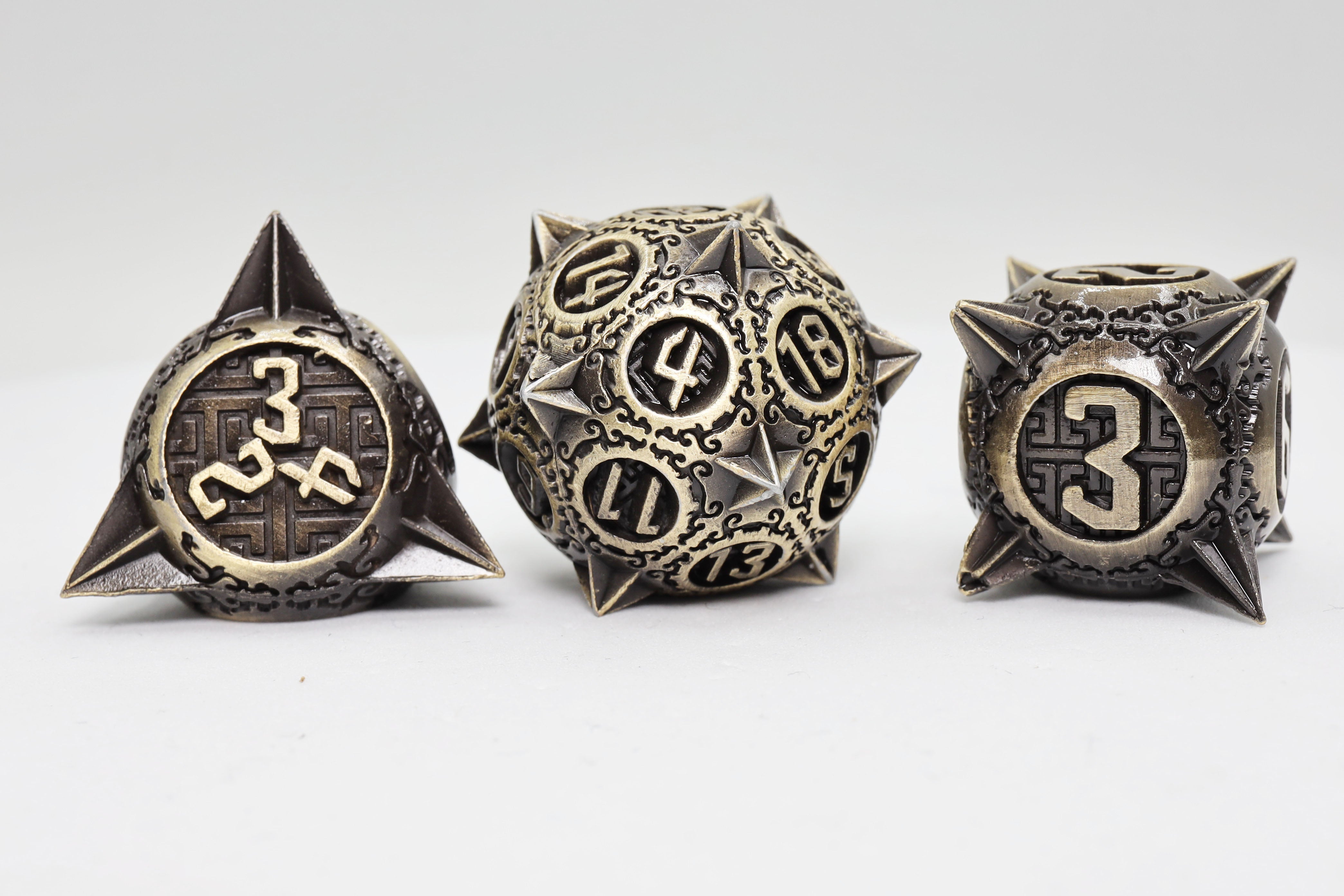Meteor Storm: Bronze Asteroid RPG Metal Dice Set Metal Dice Foam Brain Games | D20 Games