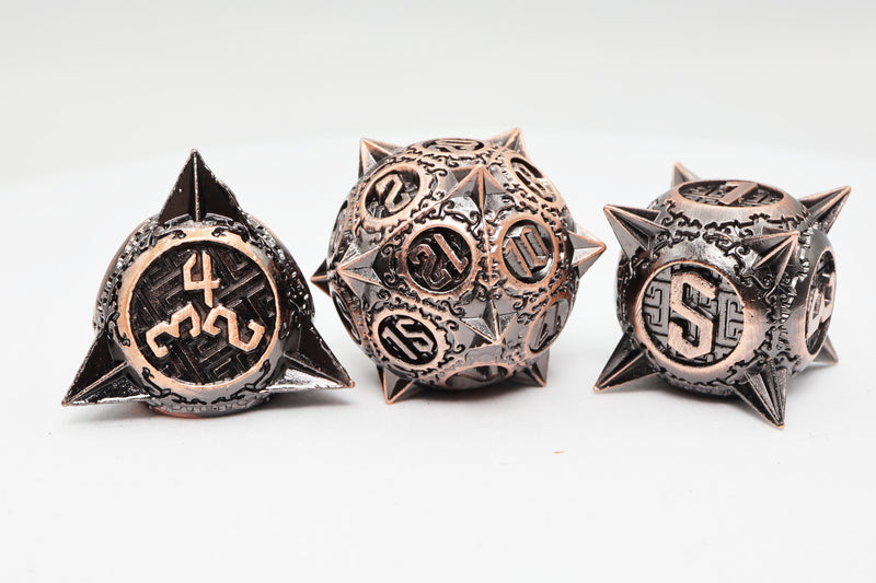 Meteor Storm: Copper Asteroid RPG Metal Dice Set Metal Dice Foam Brain Games
