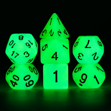 Glow in the Dark - Blue and Green RPG Dice Set Plastic Dice Foam Brain Games | D20 Games