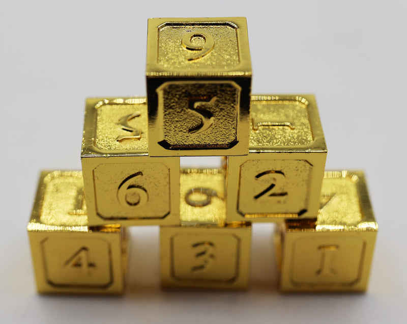 Gold D6 Metal Dice Set Metal Dice Foam Brain Games