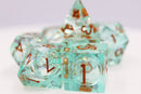 Green Liquid Core Sharp Edge Resin RPG Dice Set