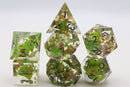 Green Lotus Sharp Edge Resin RPG Dice Set Plastic Dice Foam Brain Games
