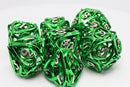 Green Hollow Hearts RPG Metal Dice Set Metal Dice Foam Brain Games