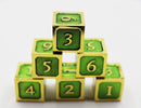 Green and Gold D6 Metal Dice Set Metal Dice Foam Brain Games
