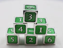 Green and Silver D6 Metal Dice Set Metal Dice Foam Brain Games