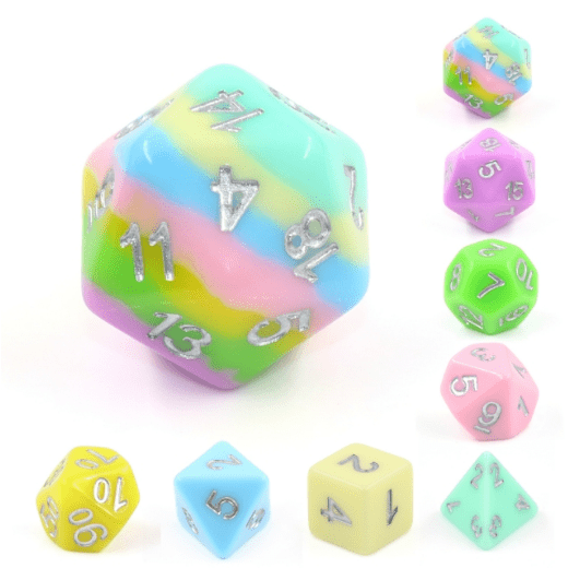 Harmony 8 Piece RPG Dice Set Plastic Dice Foam Brain Games | D20 Games