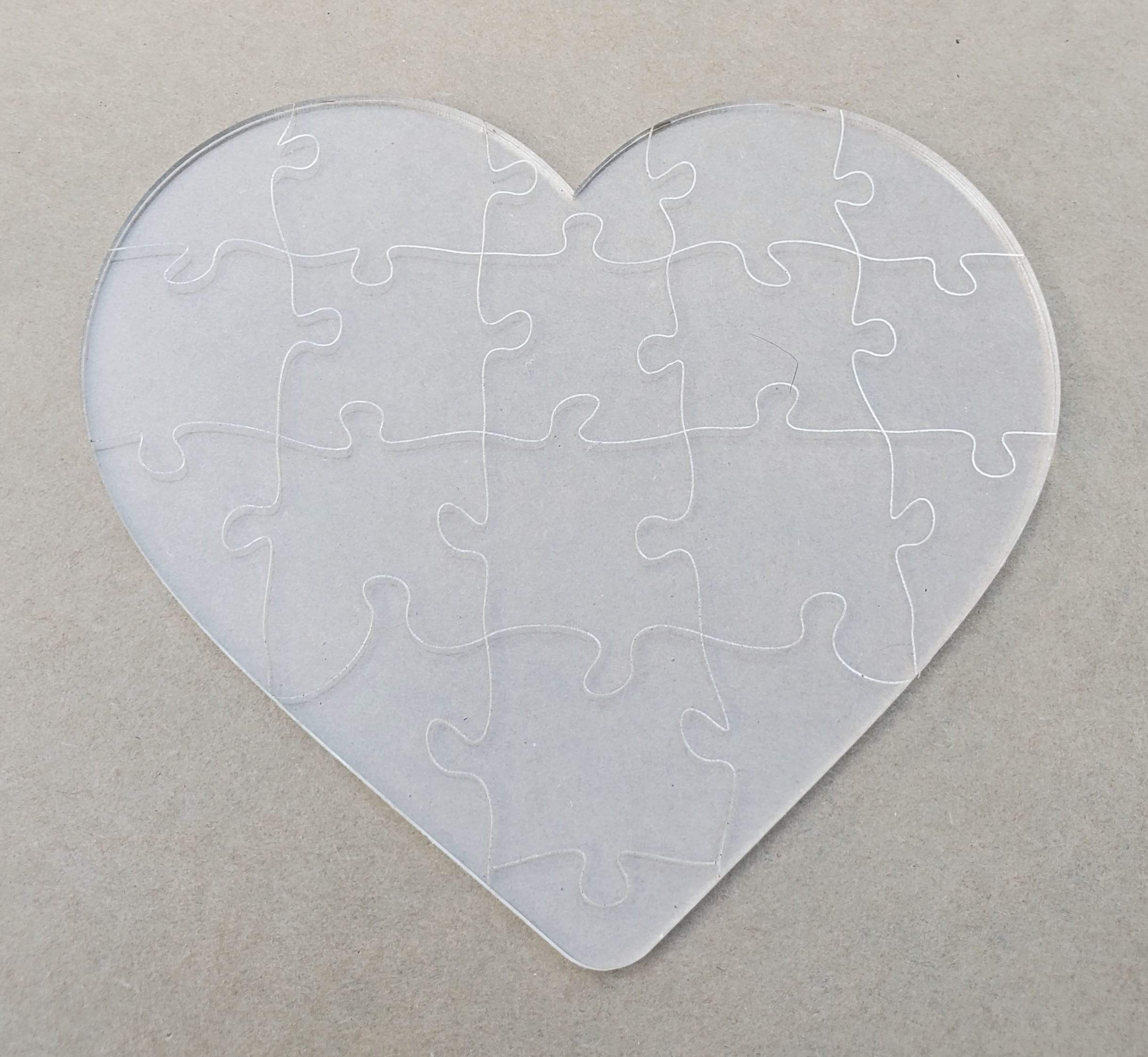 Heart Shaped Laser Cut Acrylic Jigsaw Puzzle | D20 Games