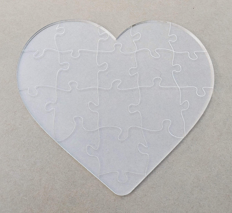 Heart Shaped Laser Cut Acrylic Jigsaw Puzzle