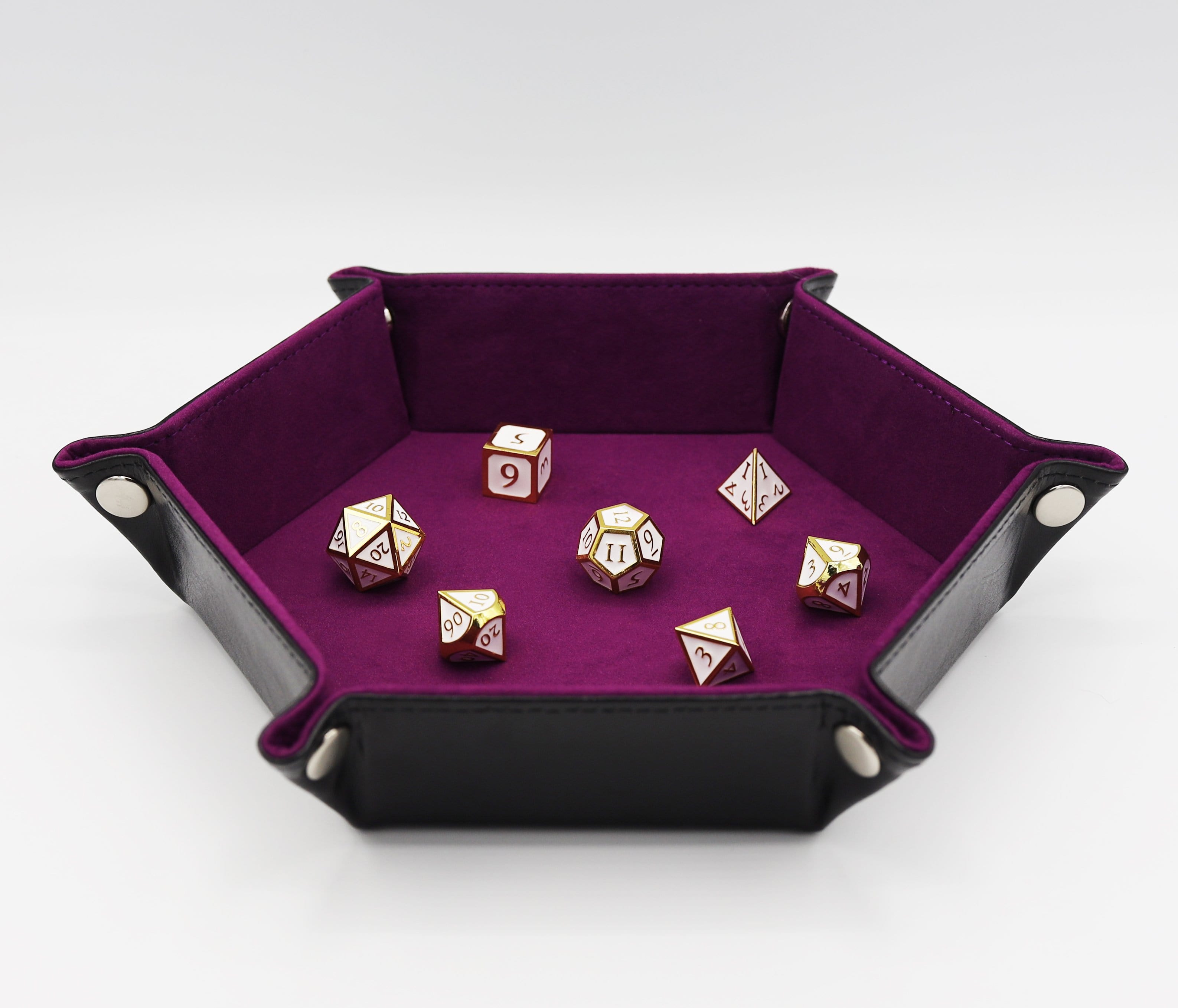 Leatherette & Velvet Dice Tray (Black w/ Magenta Hex) Dice Tray Foam Brain Games | D20 Games