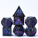 Hidden Dragon Black & Purple RPG Metal Dice Set Metal Dice Foam Brain Games