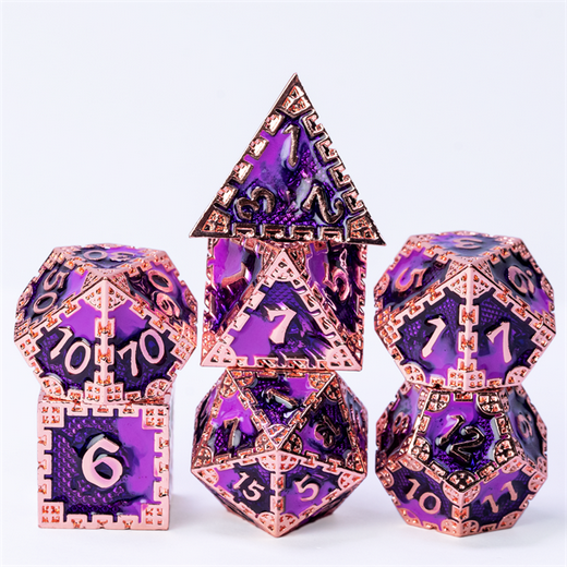 Hidden Dragon Copper & Purple RPG Metal Dice Set Metal Dice Foam Brain Games