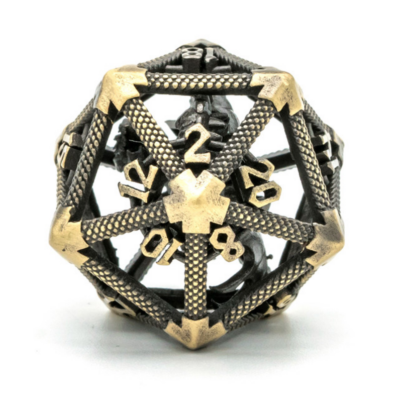 Hollow Dragon Keep D20 - Bronze Metal Dice Foam Brain Games