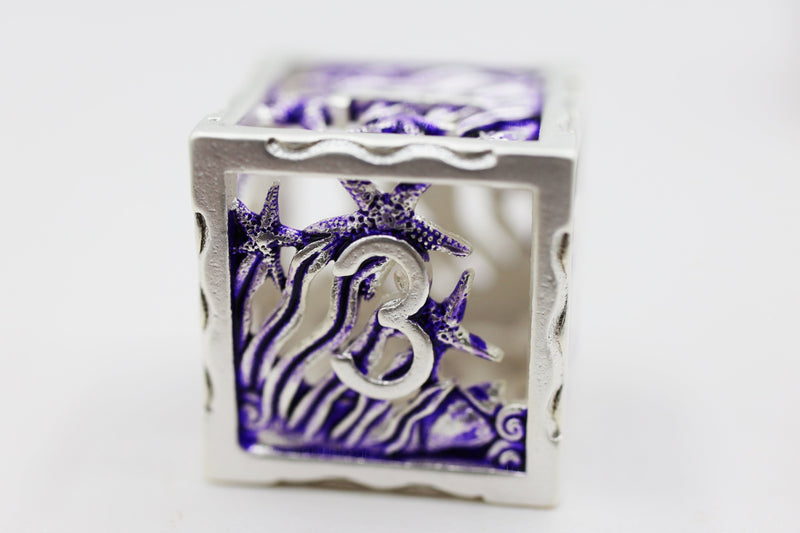 Hollow Seascape Silver & Purple RPG Metal Dice Set Metal Dice Foam Brain Games
