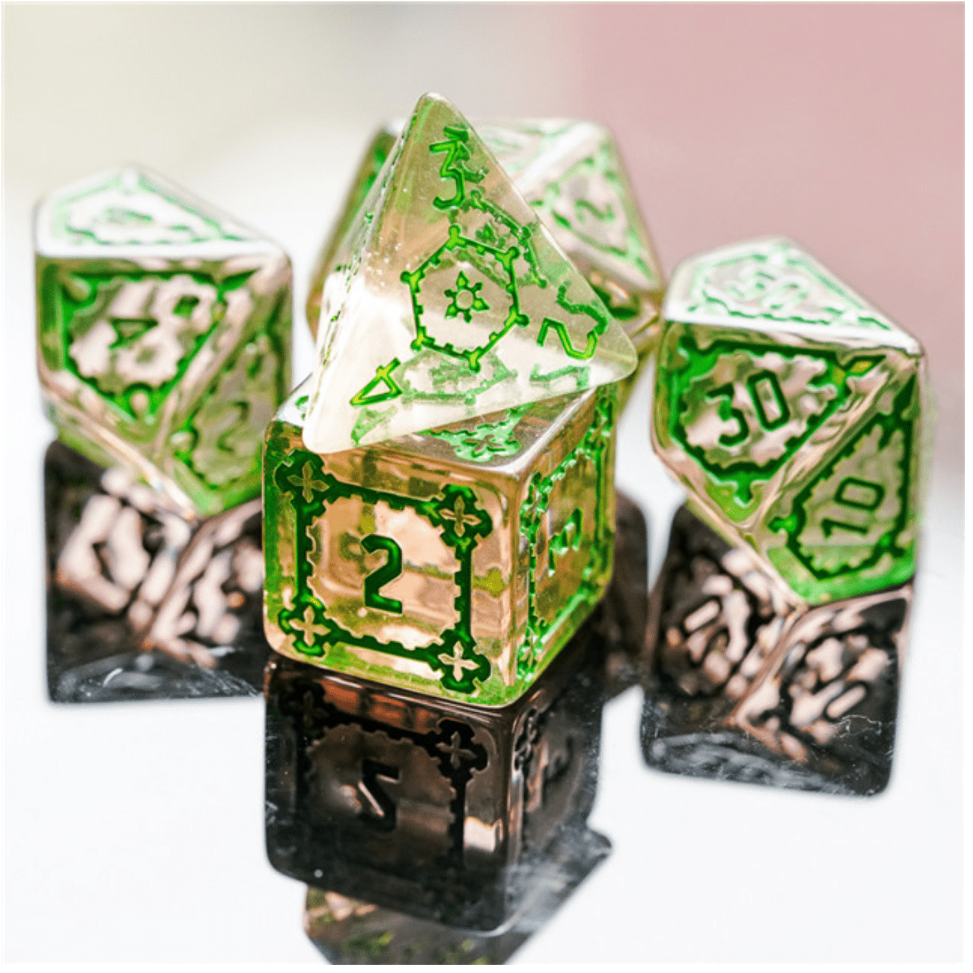 Huge Fluorite Castle Dice Set - 25mm Plastic Dice Foam Brain Games | D20 Games