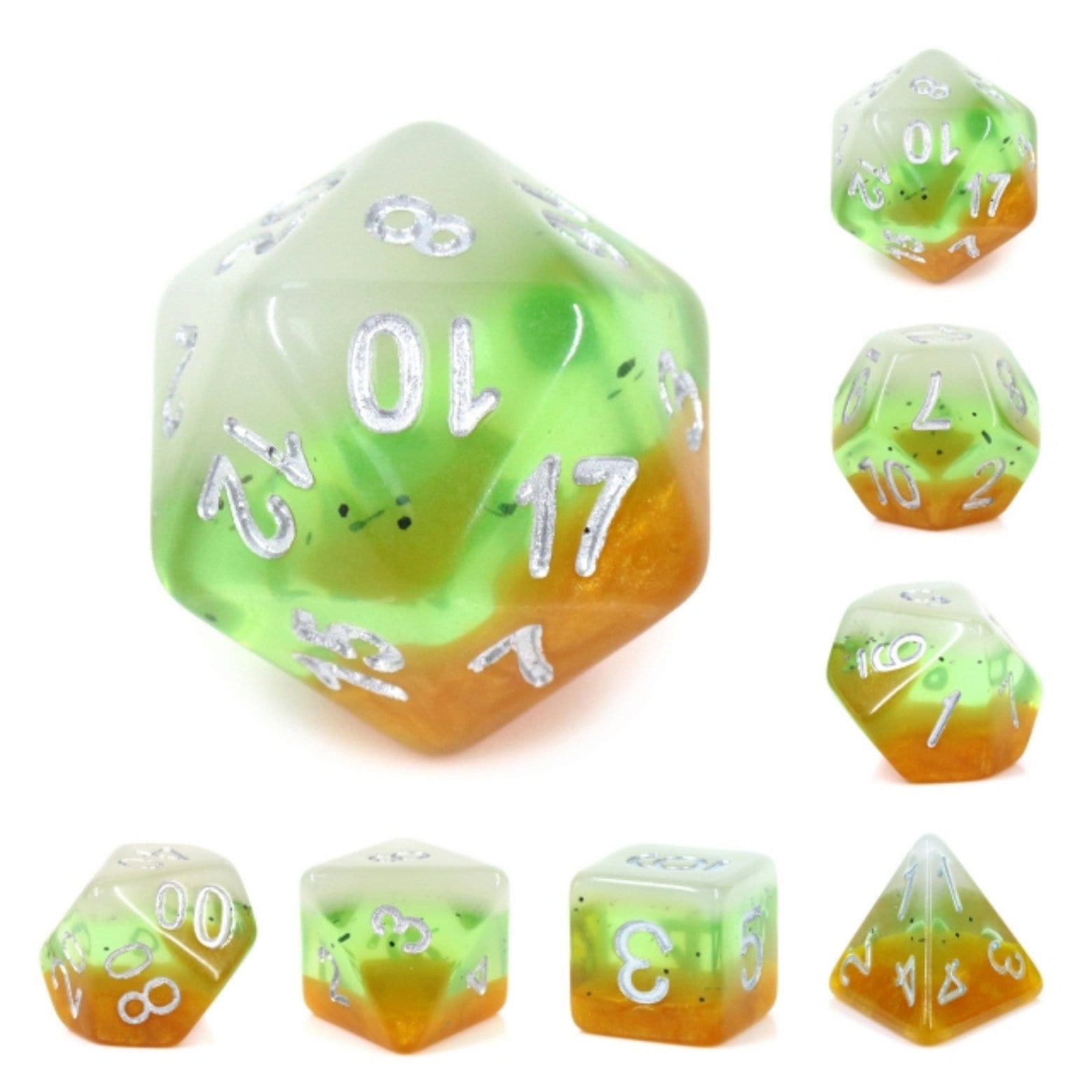 Kiwi Fruit RPG Dice Set Plastic Dice Foam Brain Games | D20 Games