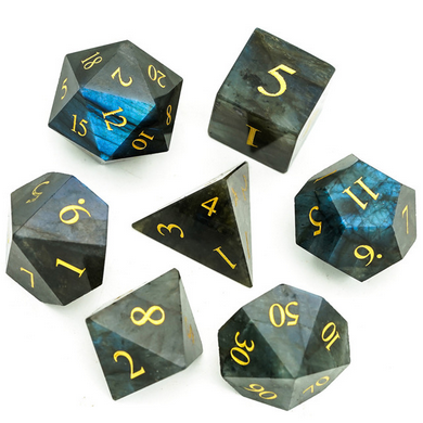 Labradorite Engraved Gemstone Dice | D20 Games