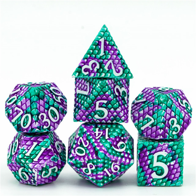 Lagoon Dragon Scale RPG Metal Dice Set Metal Dice Foam Brain Games | D20 Games