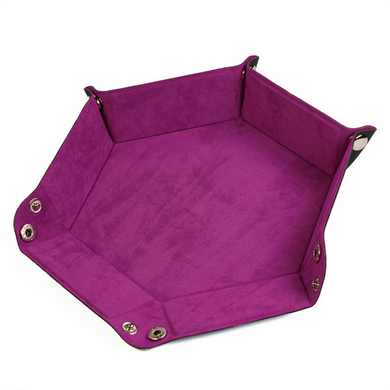 Leatherette & Velvet Dice Tray (Magenta Hex) Dice Tray Foam Brain Games | D20 Games