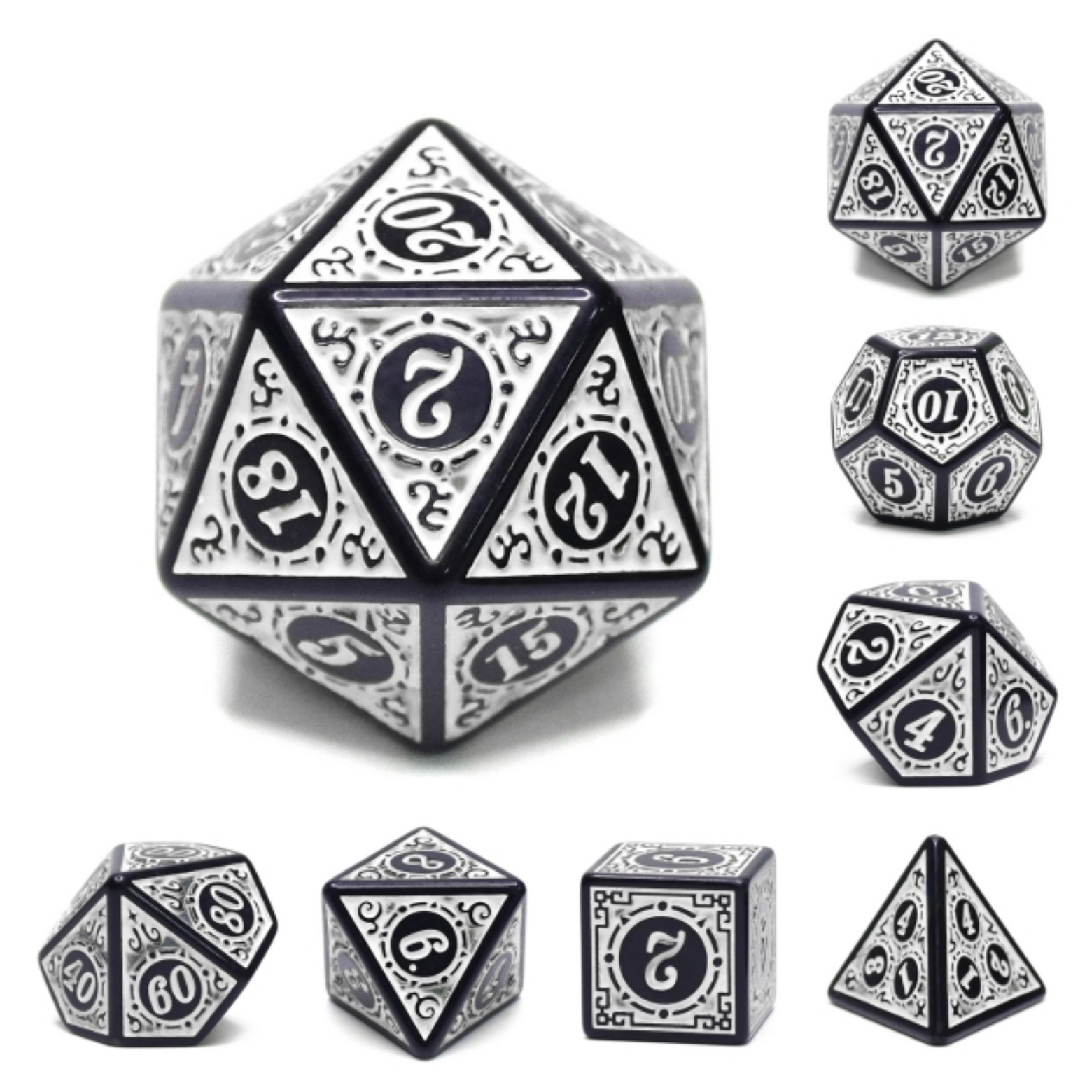 Magic Flame - White RPG Dice Set Plastic Dice Foam Brain Games | D20 Games