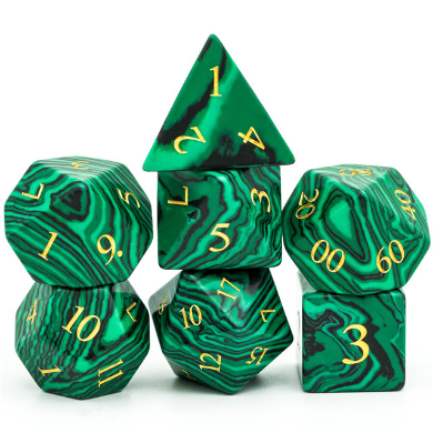Malachite Engraved Gemstone Dice