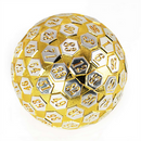 45mm Metal D100 - Gold and Silver Metal Dice Foam Brain Games
