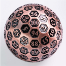 Inscribed 45mm Metal D100 - Copper Metal Dice Foam Brain Games