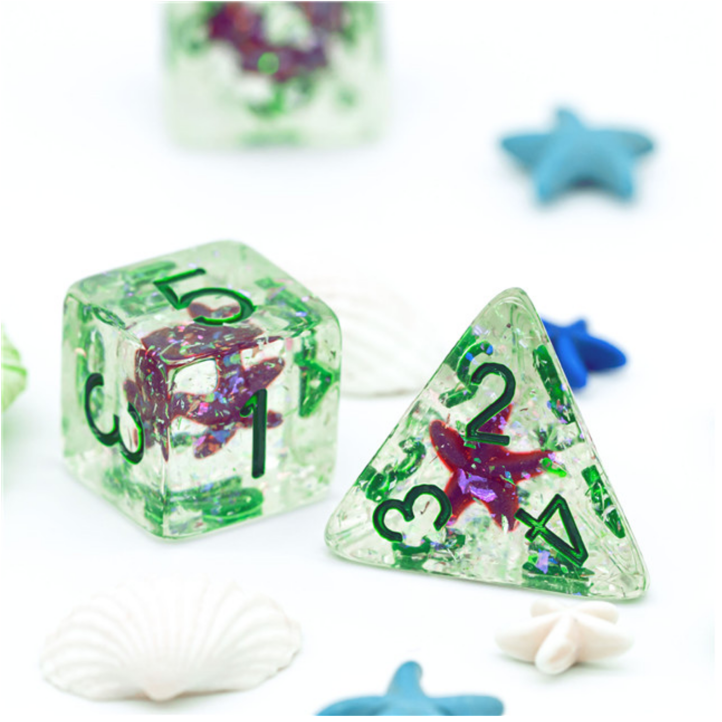 Ocean Sparkle Starfish RPG Dice Plastic Dice Foam Brain Games | D20 Games