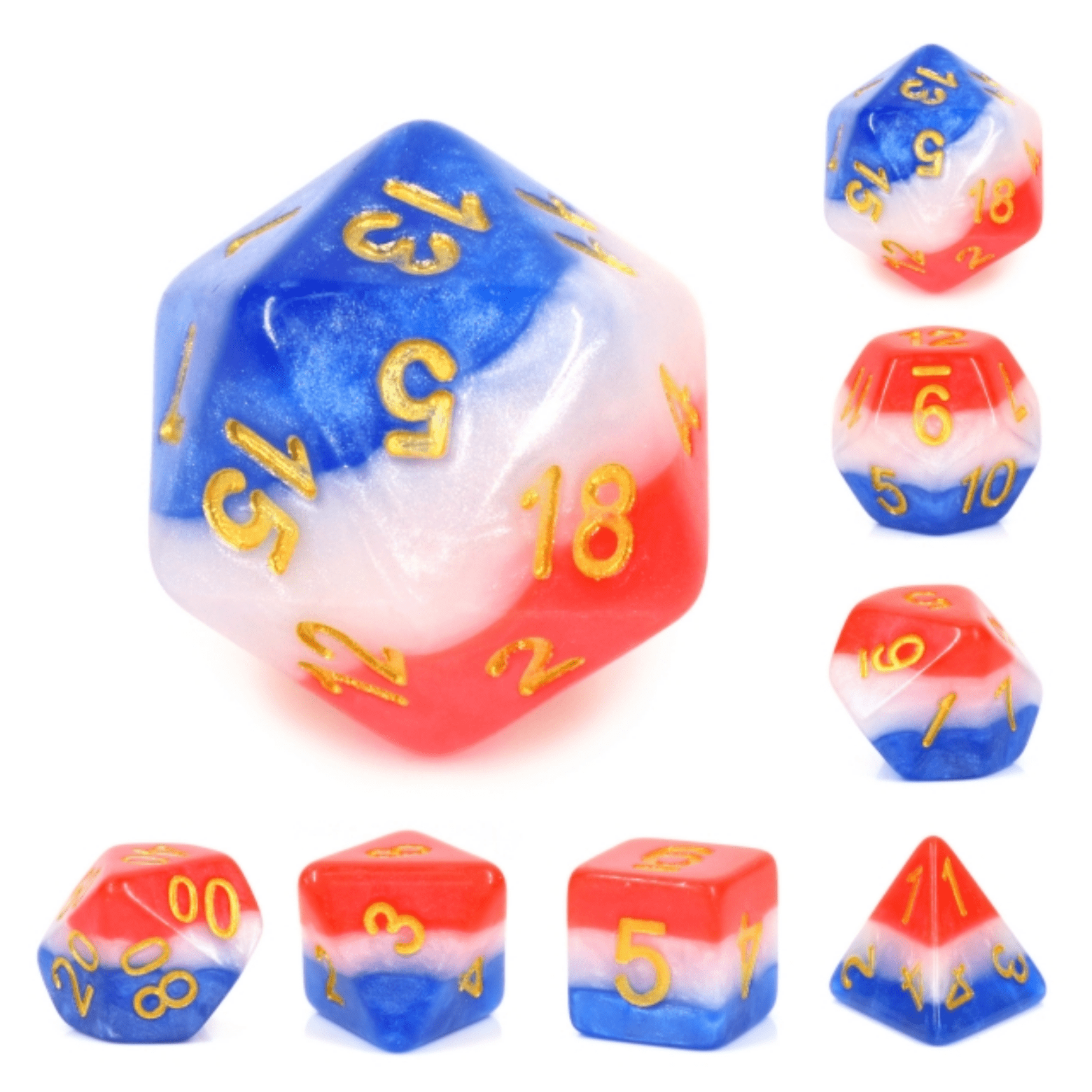 Old Glory RPG Dice Set Plastic Dice Foam Brain Games | D20 Games