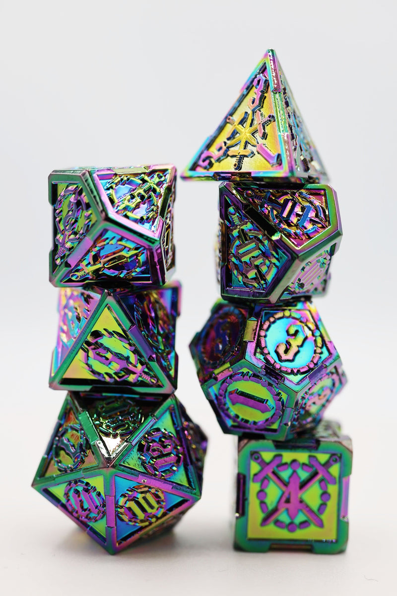 Opal Mined Sword RPG Metal Dice Set Metal Dice Foam Brain Games