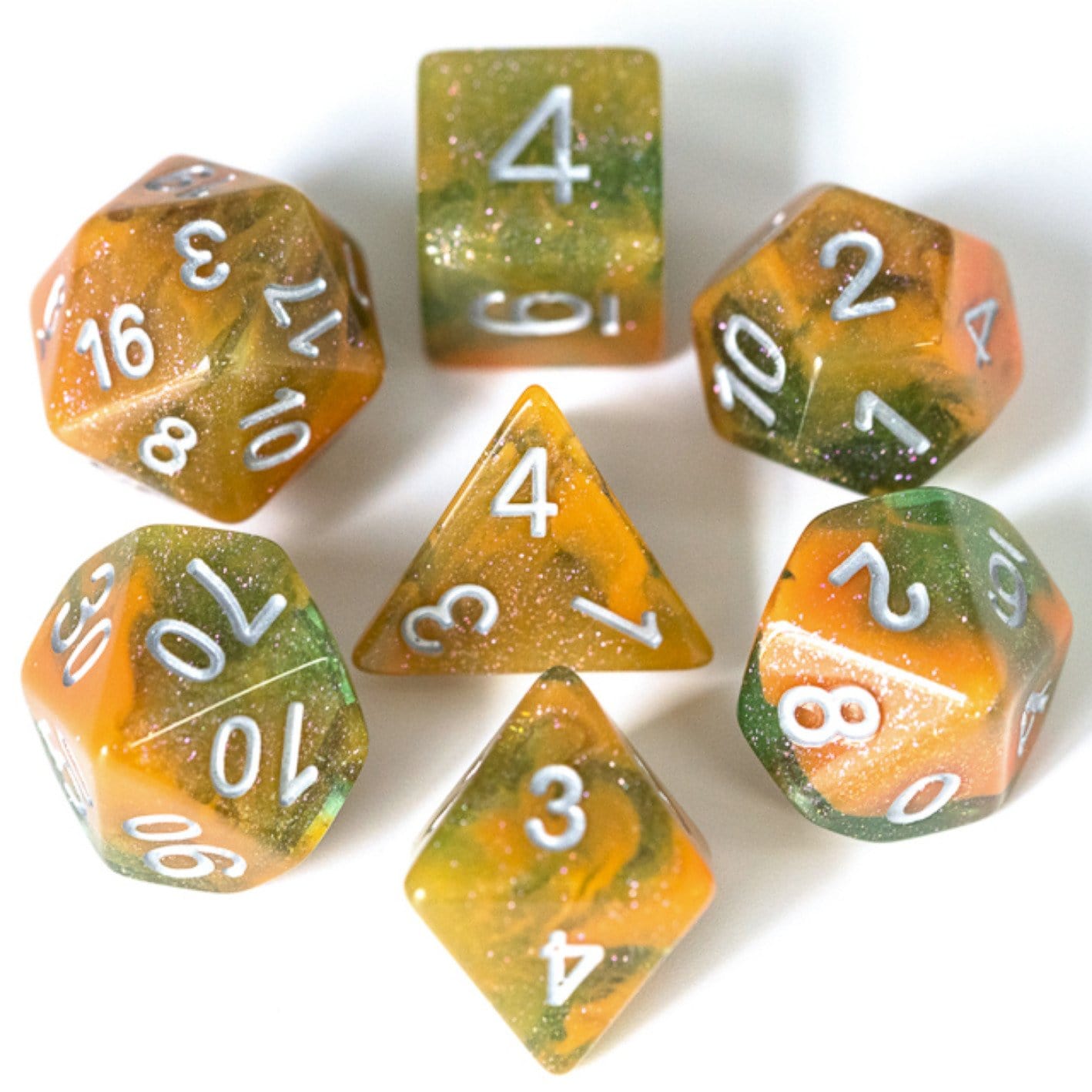 Orange Grove RPG Dice Set Plastic Dice Foam Brain Games | D20 Games