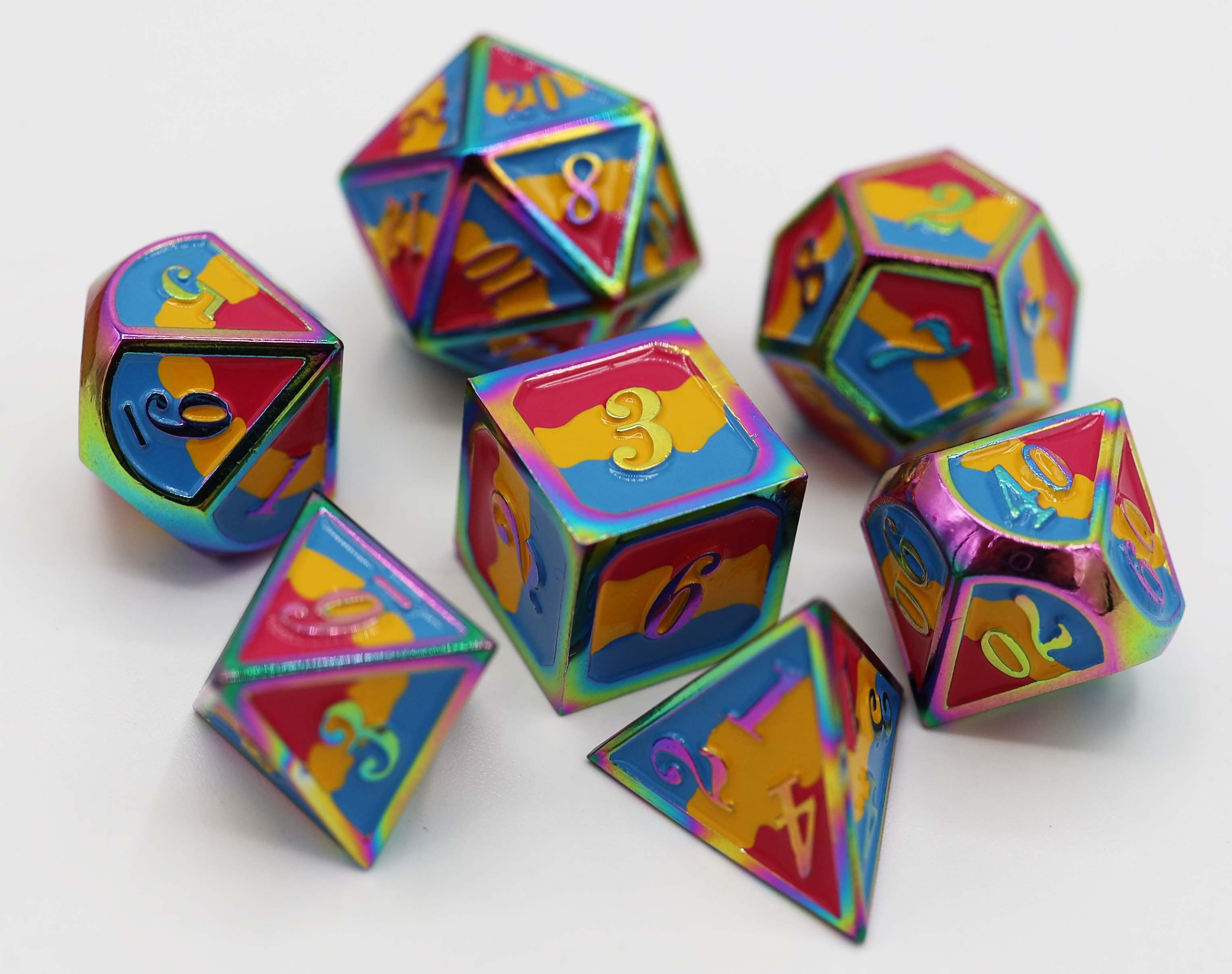 Pansexual Pride Flag - RPG Metal Dice Set Metal Dice Foam Brain Games | D20 Games