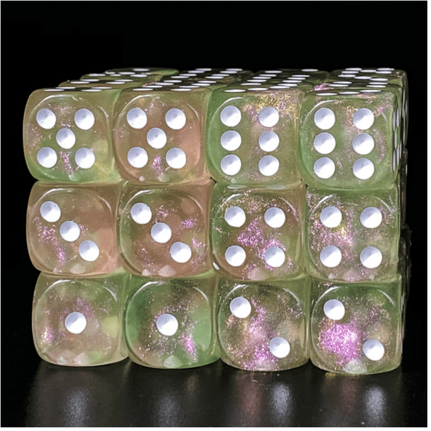 Parisian Spring- 12 piece Pip D6's Plastic Dice Foam Brain Games | D20 Games