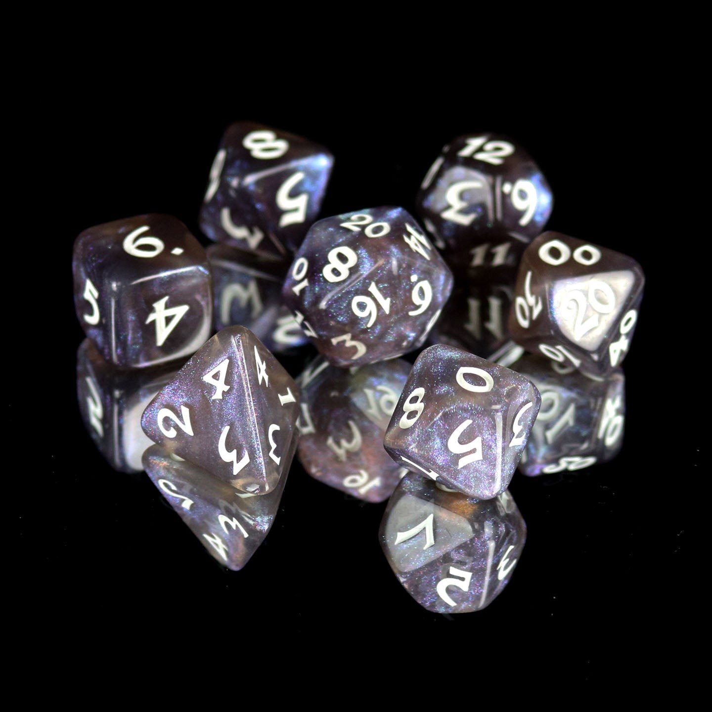 7 Piece RPG Set - Elessia Kybr Passion with White | D20 Games
