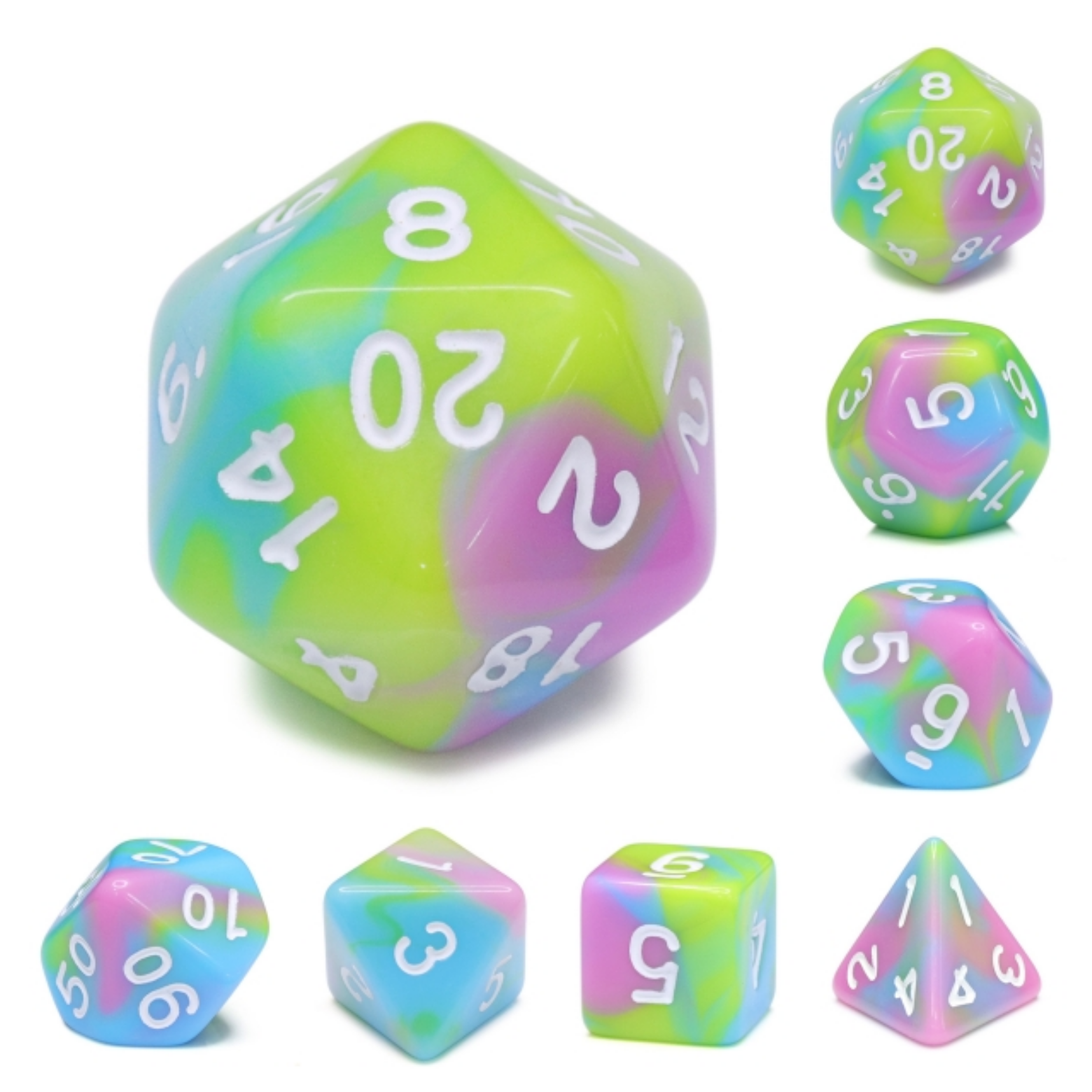 Pastel Punk RPG Dice Set Plastic Dice Foam Brain Games | D20 Games