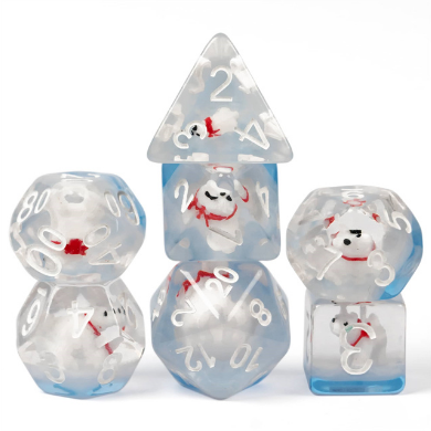 Polar Bear RPG Dice Set Plastic Dice Foam Brain Games | D20 Games