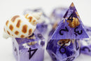 Purple Coral & Sea Snail Sharp Edge Resin RPG Dice Set Plastic Dice Foam Brain Games