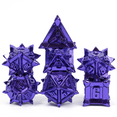 Purple Flail RPG Metal Dice Set Metal Dice Foam Brain Games | D20 Games