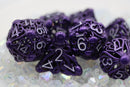 Mind Eater Hollow RPG Dice Set - Electric Purple Metal Dice Foam Brain Games