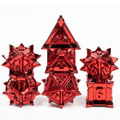 Red Flail RPG Metal Dice Set Metal Dice Foam Brain Games | D20 Games