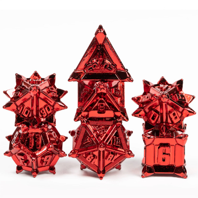 Red Flail RPG Metal Dice Set Metal Dice Foam Brain Games