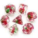 Red and Green Flower RPG Dice Set Plastic Dice Foam Brain Games