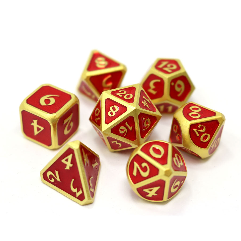 Mythica Satin Gold Ruby RPG Dice Set | D20 Games