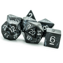 Black Brushed White Silk RPG Dice Set Plastic Dice Foam Brain Games