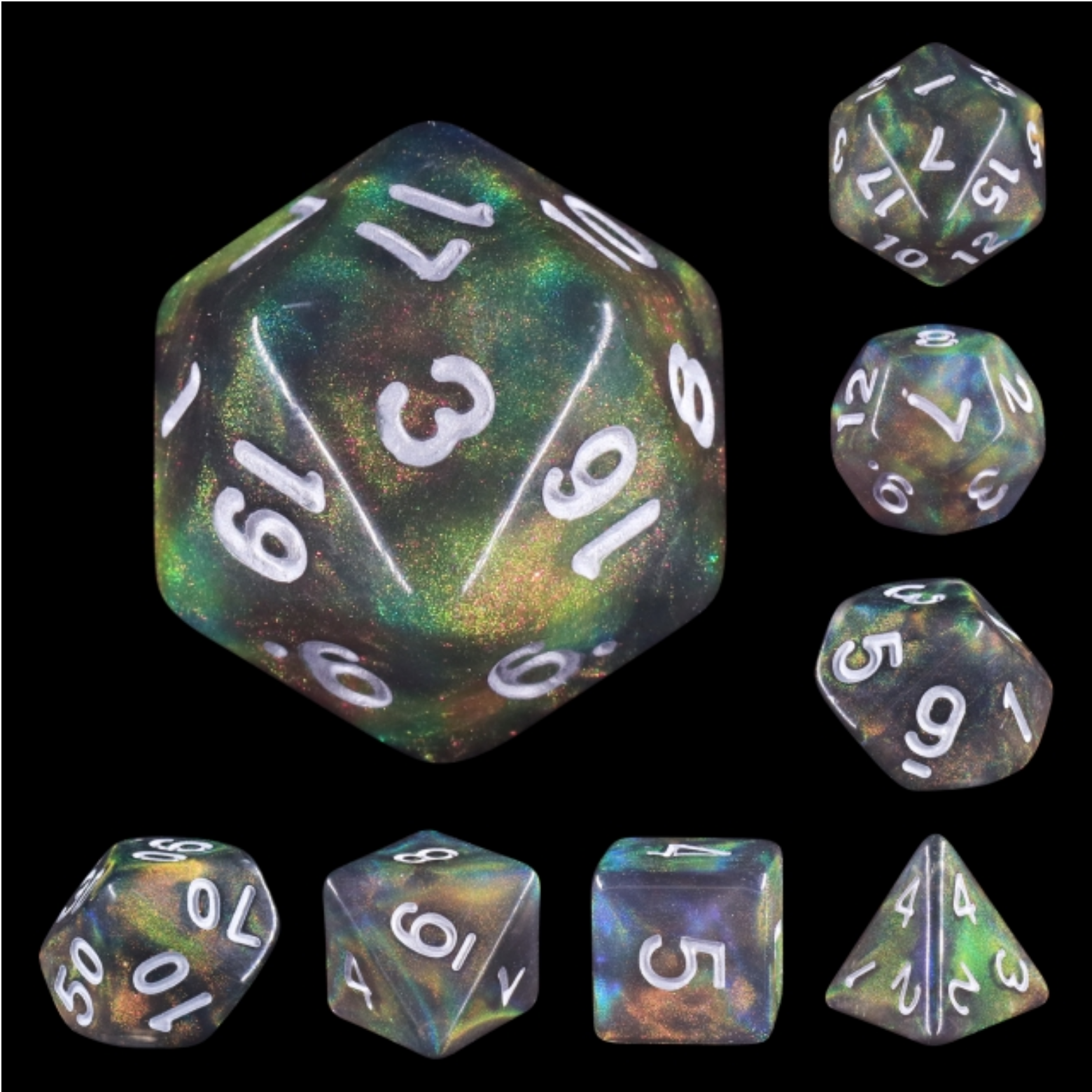 Night Wish RPG Dice Set Plastic Dice Foam Brain Games | D20 Games