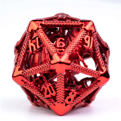 Hollow Dragon Keep D20 - Red Metal Dice Foam Brain Games | D20 Games